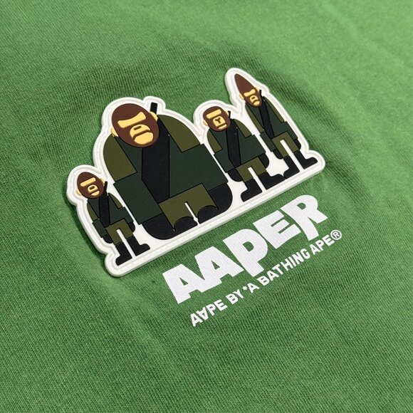 AAPE by A Bathing Ape T-Shirt Short Sleeve Green "AAPER" Large - Picture 4 of 12